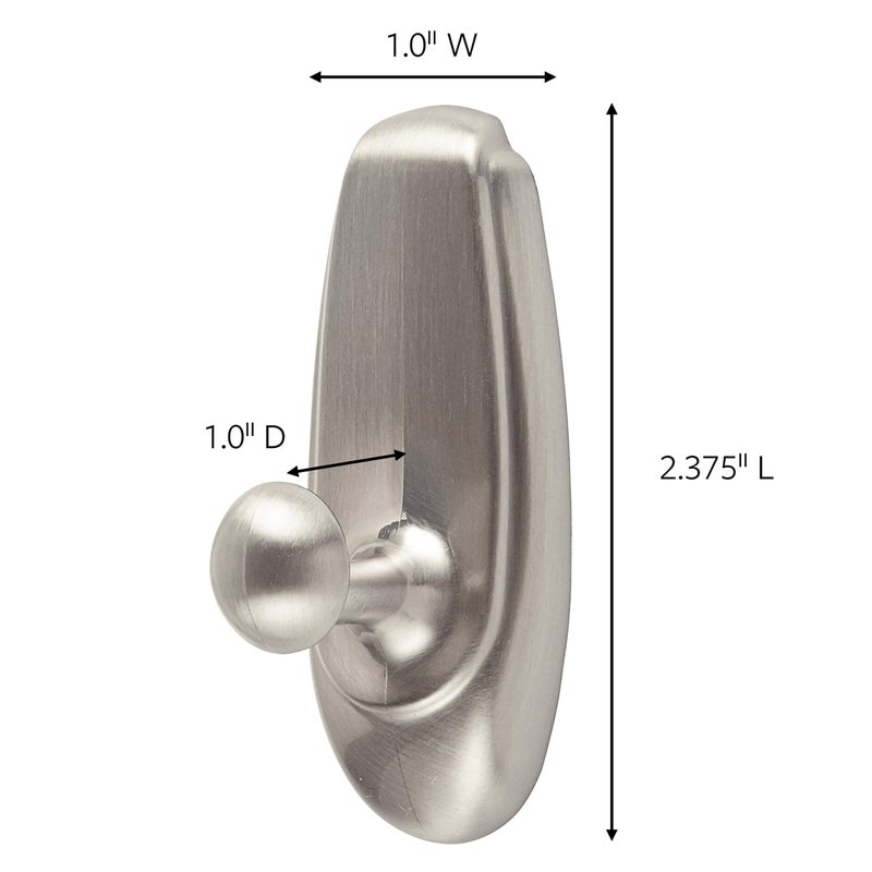 Command Small Timeless Hook, Brushed Nickel, 1-Hook, 2-Strips, Decorate Damage-Free - Image 2